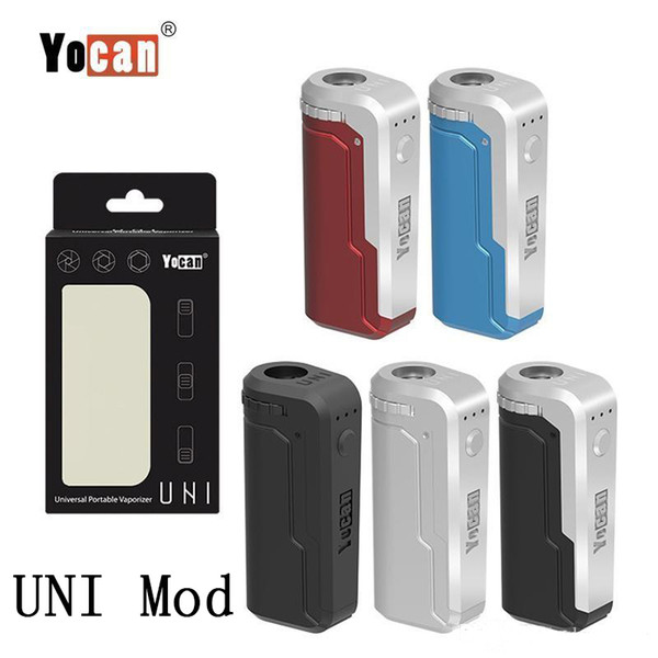 Authentic Yocan UNI Box Mod 650mAh Preheat VV Variable Voltage Battery Fit All Diameter With Magnetic 510 Adapter For Thick Oil Cartridge