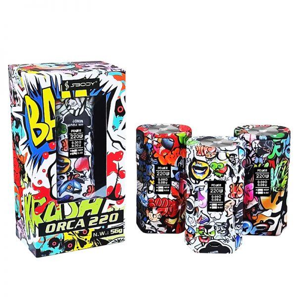 Original SBODY ORCA 220W MOD S-BODY 220 Fit Dual 18650 Battery Vape Box Mod E Cigarette for 510 Atomizers DHL Free