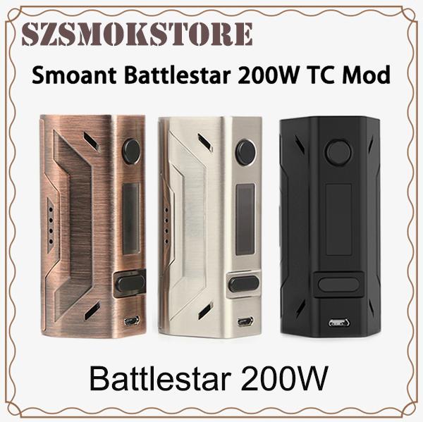 Smoant Battlestar 200W Box Mod New Colors 200Watt Vape Mod Dual 18650 Battery 510 Thread Connector Compact Design 0266132