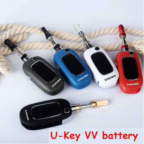 Dazzvape Flip U Key vape battery 350mAh Preheat VV Batteries for e cigarette vape cartridges Tank Car Key vape mods 510 Thread Battery