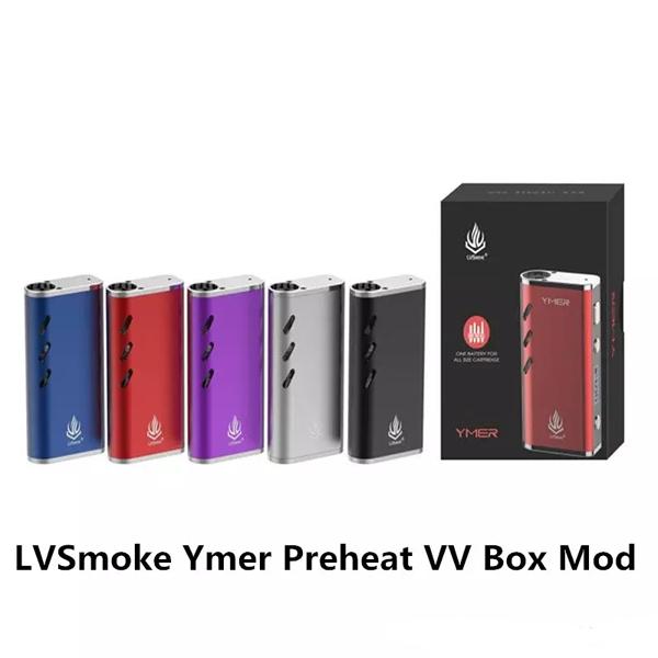 100% Original LVSmoke Ymer Preheat VV Box Mod 650mAh Battery 20W E-Cigarette Vape Mods Kit For All 510 Thread Cartridge