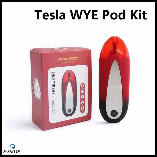 Authentic Tesla WYE Pod Kit E Cigarette WYE Pod 2.0ML Capacity Teslacigs Vape Pod with 4 Colors 100% Original