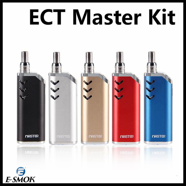 ECT Master Kit Electronic Cigarettes Vape Mod Kits With Ceramic Coil Vape Cartridge Preheat VV Built-in Battery by DHL