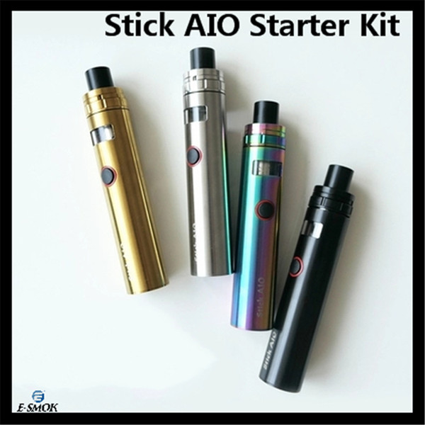 Stick AIO Starter Kits All In One Style with 1600mah Battery Mod 0.23ohm Dual coil Atomizer Vaporizer E Cigarette 4 Colors