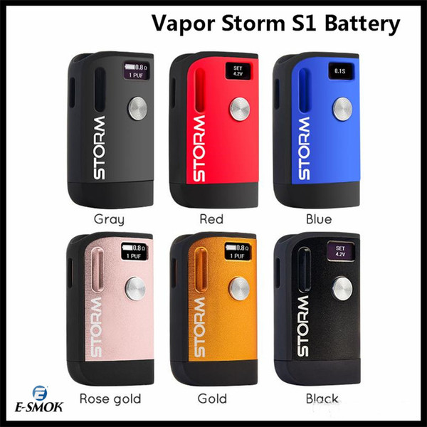 Original Vapor Storm S1 Battery Mod E Cigarette Vape Mod 800mAh VV Box Mods 6 Colors 11mm Diamter for Carts Cartridges