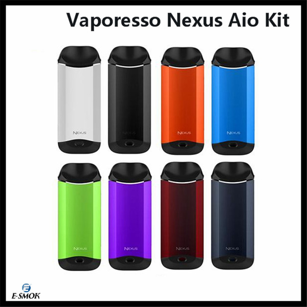 100% Authentic Vaporesso Nexus AIO Kit 650mAh Vape 18650 Batery and 2ml Inbuilt Tank New Coils 100% Original 1A Quick Charge MTL Vape Kits