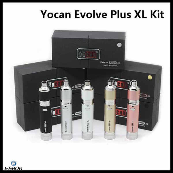 Yocan Evolve Plus XL Kit Wax Vaporizer Kit Herbal Dry Herb Herbal QUAD Coils Detachable Built-in Silicone Jar Vape Pen E cigarettes Vapor