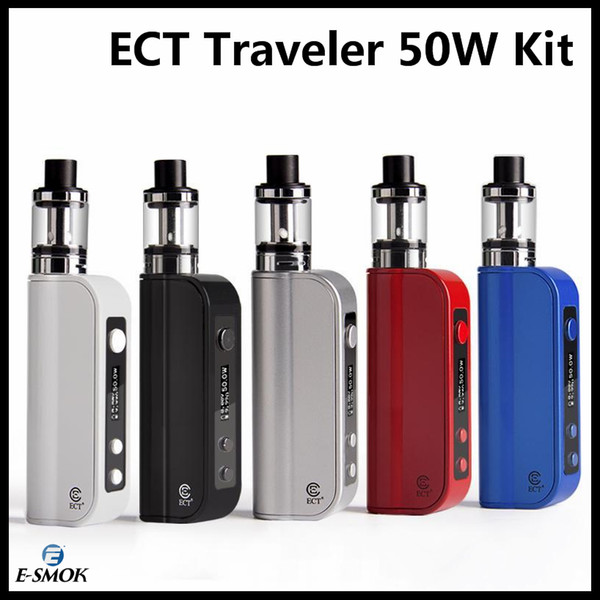 Authentic ECT Traveler 50w Kit vape mods electronic cigarette starter kits 2200mah battery with 2.0ml elfin atomizer vaporizer dhl free