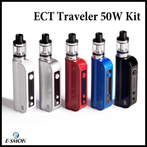 ECT Traveler 50W Starter kit 2200mah 50w box mod battery with 2.0 ml Elfin Tank 0.3ohm core e cigarette vapoizer 100% Authentic