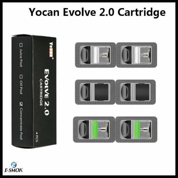 Authentic Yocan Evolve 2.0 Cartridges Vape Pods 1.0ml Replacement Pods For Thick Oil WAX Juice Vape Cartridges For Evolve 2.0 Vaporizer