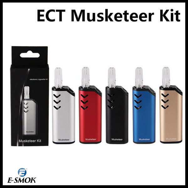 ECT Musketeer Vaporizer Kit 650mAh Preheat Battery Vape Pen 510 Thread Tank Atomizer Cartridge Cigarette électronique Authentic