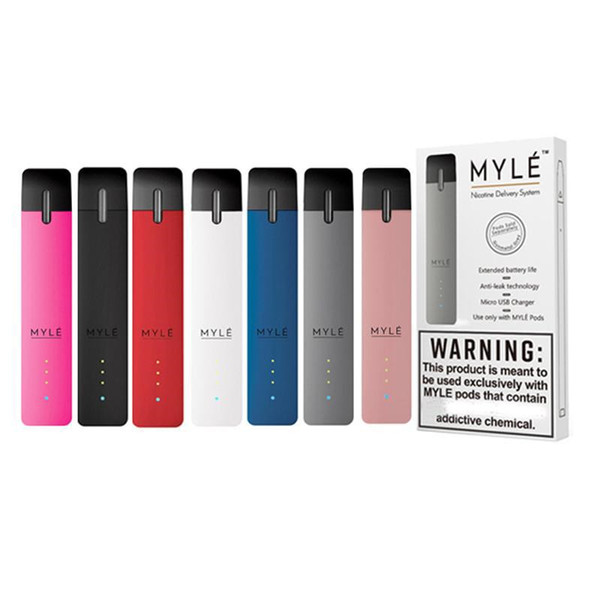 Myle Vape Device Kit 240mAh Rechargeable Battery With 7 Colors MYLE Vapor Nic Delivery ND System Basic Vaping Kit 240 Puffs Shipping Free