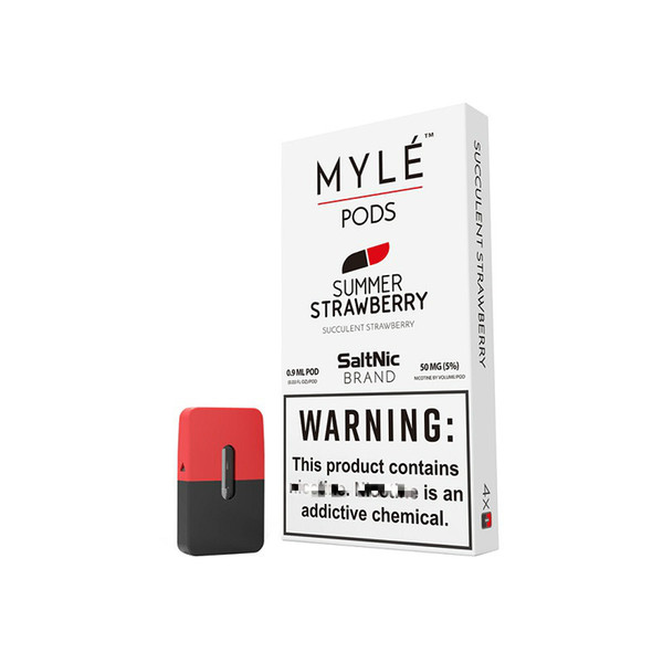 Myle Vapor Pods A pack of four Cartridges 0.9ml Salt Nic Replacement Pods for MYLE Starter Kit 5 Flavors In Stock