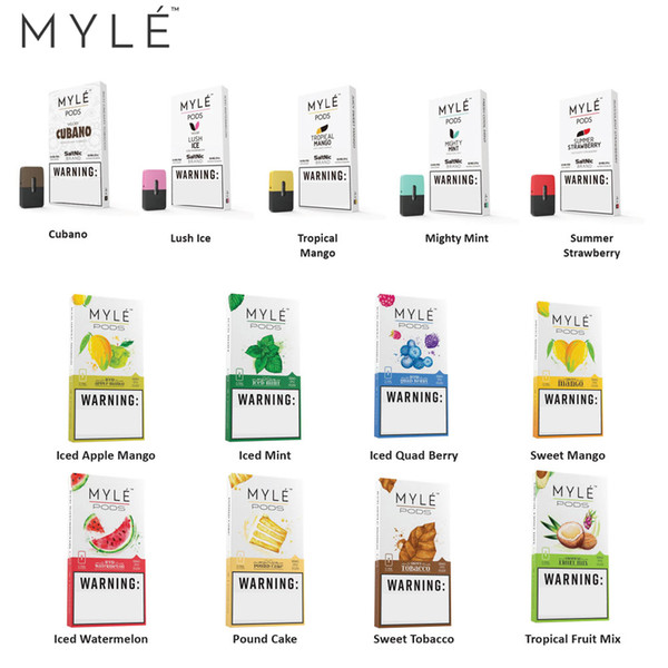 Authentic Disposable Myle Pod Cartridges 0.9ml Salt Nic Replacement Pods for MYLE Starter Kits 4pcs/pack 21 Flavors