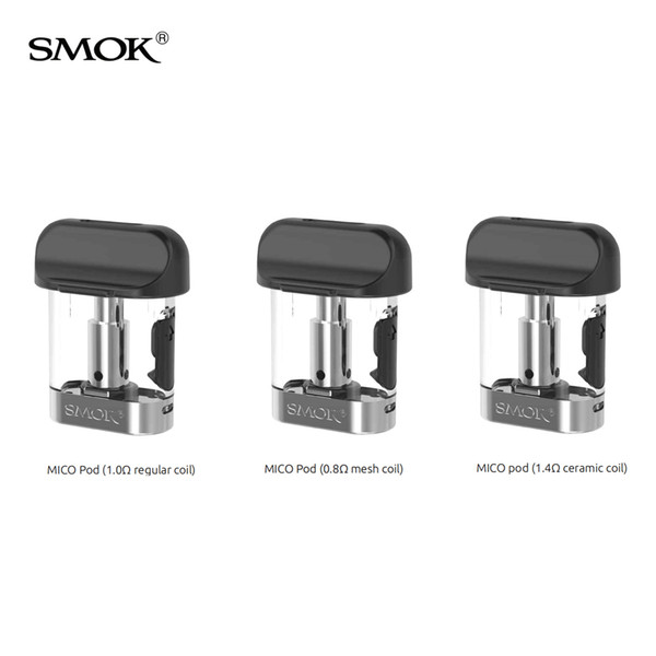 SMOK Mico Pods Cartridges 1.7ml Regular 1.0ohm Mesh 0.8ohm Ceramic 1.4ohm Coil Replacement Heads for Mico Pod Kit 100% Authentic