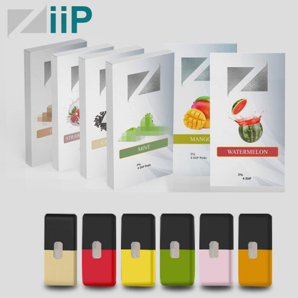 Authentic Ziip Pod Cartridge 1ml Mango Mint Strawberry 6 Flavor No Leak Cartridge Compatible JUUL Battery Vape Pen Kit 100% Original