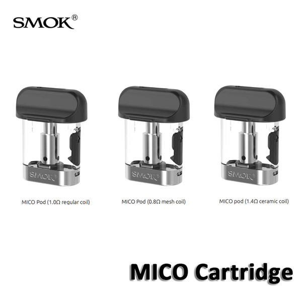 SMOK Mico Pods Cartridges 1.7ml Regular 1.0ohm Mesh 0.8ohm Ceramic 1.4ohm Coil Replacement Heads for Mico Pod Kit 100% Authentic