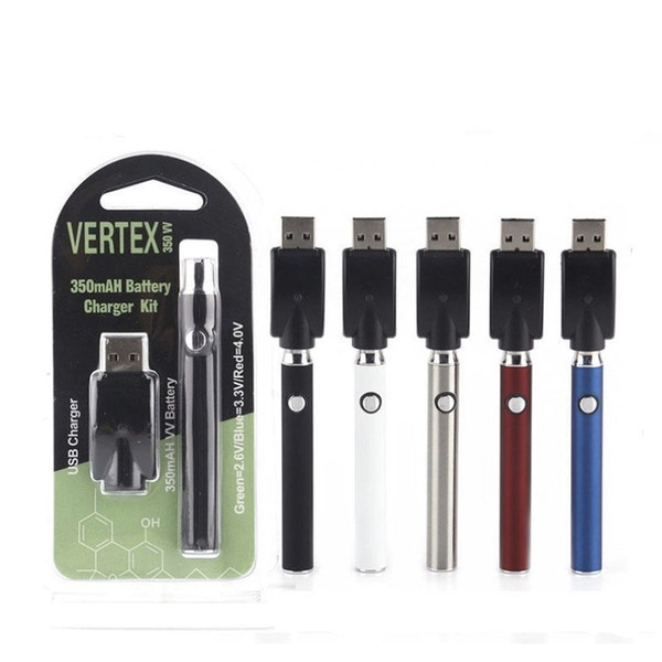 VERTEX Preheat Battery 350mAh VV Vertex Preheating Variable Voltage Battery E Cigarettes Vape Pen Fit 510 thread Atomizers