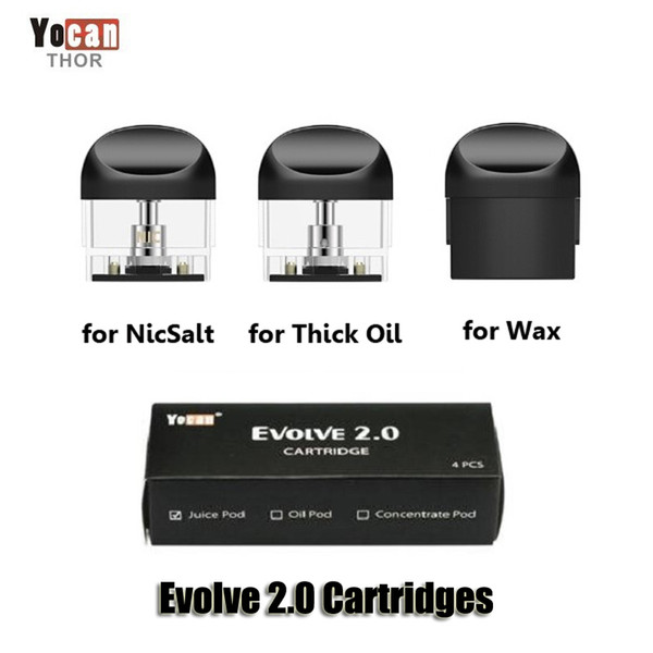 100% Original Yocan Evolve 2.0 Pod Replacement Cartridge Ceramic Coil Thick Oil E Juice Dual Quatz Wax Concentrate Vape Pods Authentic