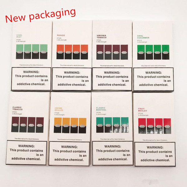 JUU V2 Cartridges Pods Cartridge JUU Pods with Oil 4 pieces A pack for E cig Kit Jili Coco Smoking Portable JUU Vape Pen