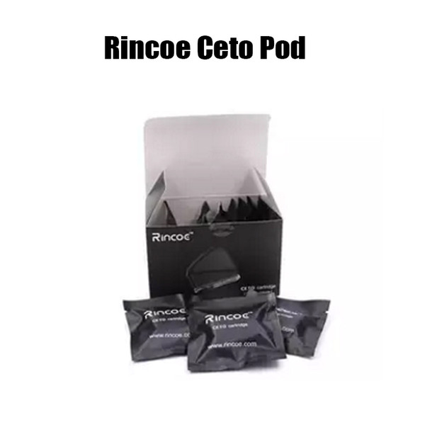 Original Rincoe Ceto Pod 2ml Refillable Empty Cartridge 10 pcs / box Portable Pocket Pod Vape Pen LED Indicator