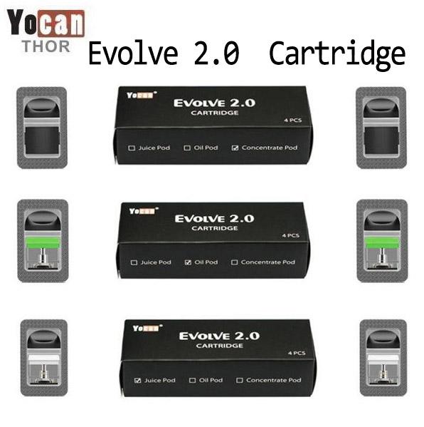 Original Yocan Evolve 2.0 Replacement 4pcs Pods Cartridges Thick Oil Ejuice Wax Concentrate Pod Vaporizer Atomizer