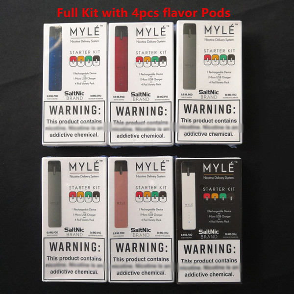 Myle SaltsNic Delivery System 0.9ml Flavors Pods Cartridges Starter Kit 240mAh Built-in Battery Disposable Portable Vape Pen Vapors Device