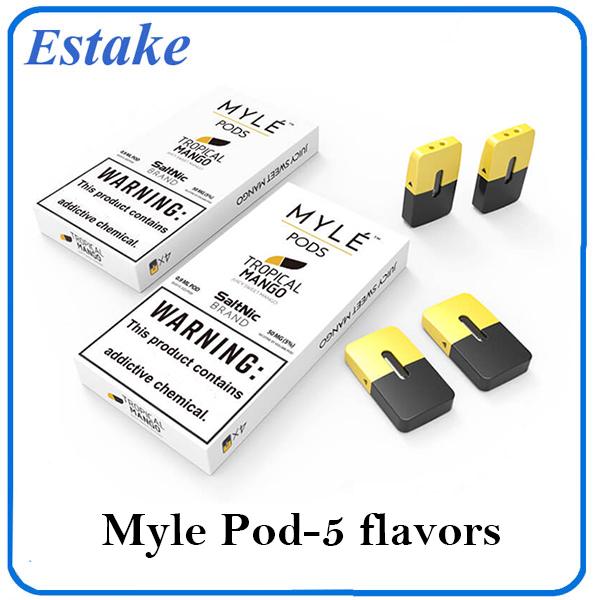 100% original Myle Pod SaltsNic Cartridges 0.9ml Salt Nic Replacement Pods for MYLE Starter Kits device 4pcs per pack 01