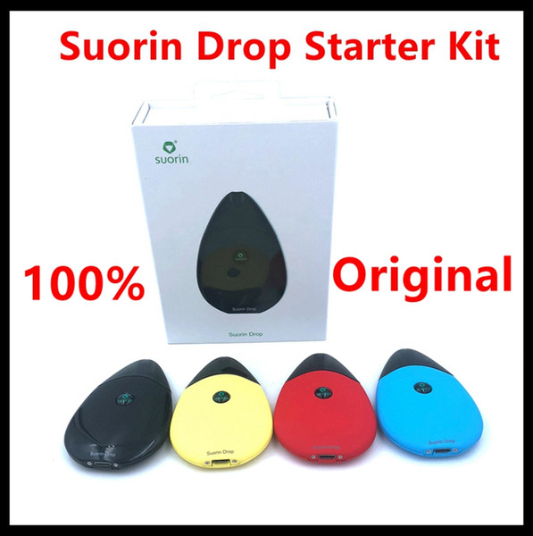 100% Original Suorin Drop Starter Kit W Drop Cartridge Pod 2ml & Buit-in Battery 300mAh Water-drop Design Air Switch for Easy Vaping