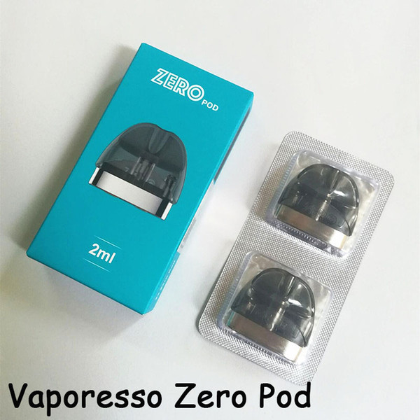 Original Vaporesso Zero Pod Cartridge 2ml 2pcs/Pack Main PCTG Material 1.0ohm Coil For Zero pod Kit Flat E cigarettes Pod Sapre Part