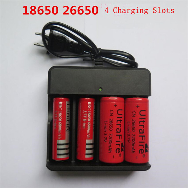 Lithium Battery Charger With USB Cable 4 Charging Slots Rechargeable for 18650 26650 14500 10440 16340 Batteries Better Nitecore Charger US