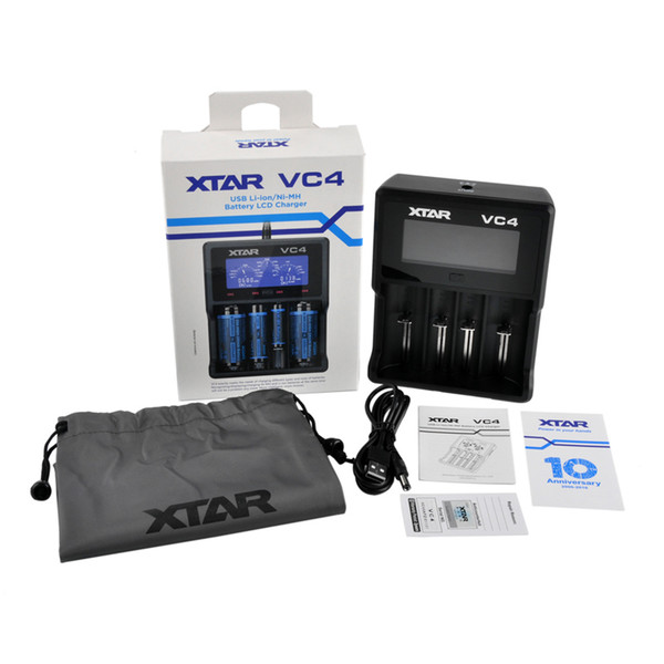 new Original XTAR VC4 Intellichage battery charger with LCD display for 18350 18650 26650 3.6V/3.7V Li-ion/Ni-MH/Ni-CD batteries