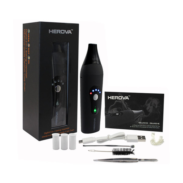 Hot sale 3 in 1 vape pen Herova kit ceramic heat chamber wax dry herb oil vaporizer with 2200mah Temp control battery