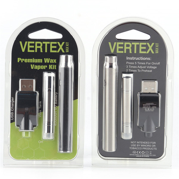 Vertex Premium Wax Vapor kit Preheating vape Pen Starter Kits 400mAh Preheat Battery 5S Wax Tank Atomizer Blister Vaporizer CE3 G2 Kit DHL