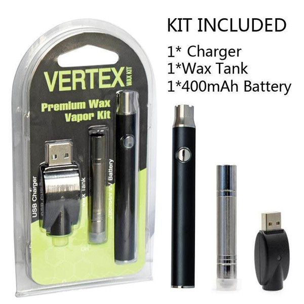 Vertex Premium Wax Vapor kit Preheating vape Pen Starter Kits 400mAh Preheat pre heat Battery 5S Wax Tank Atomizer Blister Vaporizer CE3 G2