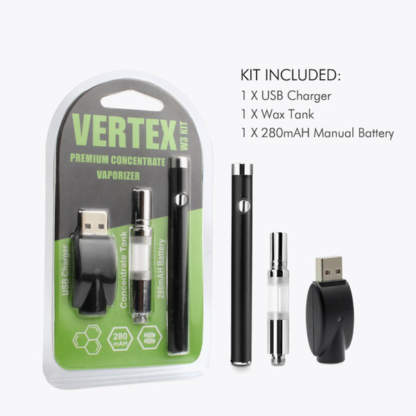 Newest 100% Original Airis Vertex Wax Premium Kits Starter 280mAh Manual Battery Dual Coil W3 tank Atomizer 92a3 pen vape cartridges Package