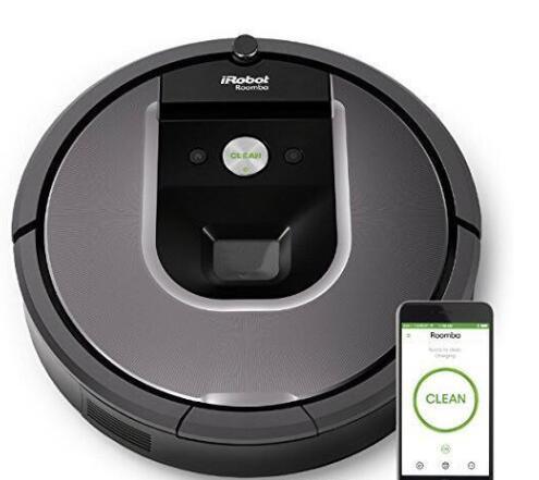 Official Black Robot Roomba 960 Robot Vacuum with Wi-Fi Connectivity Works with Alexa Ideal for Pet Hair Carpets Hard Floors