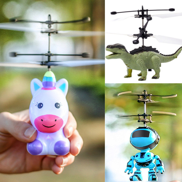 LED RC Flying Toys Electronic Unicorn Dinosaur Robot Cartoon Infrared Aircraft Remote Control Helicopter Kids Night Light Luminous TOY E1304