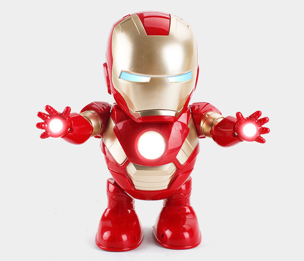 Dance Iron Man Action Figure Toy robot LED Flashlight with Sound Avengers Iron Man Hero Electronic Robot toys