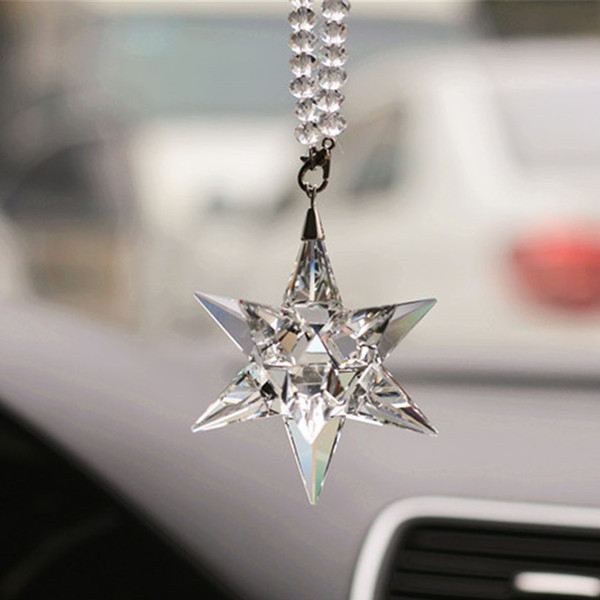 Car Rear View Mirror Ornament Car Pendant Crystal Meteor hammer Hanging Ornament Car Accessories (Transparent color)