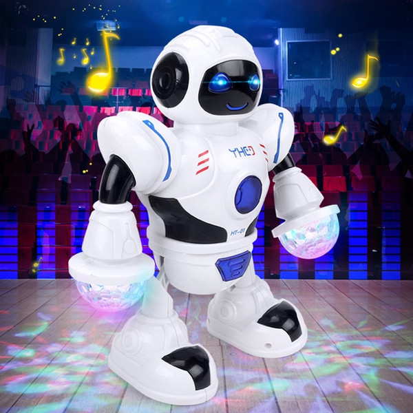 Music Robots Dancing Robot Shiny LED Toy Electronic Pets With Dazzle Lamp Children Christmas Present Gift wholesale