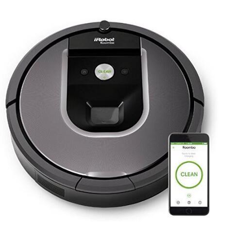 Official Black New Roomba 960 Robot Vacuum with Wi-Fi Connectivity Works with Alexa Ideal for Pet Hair Carpets Hard Floors