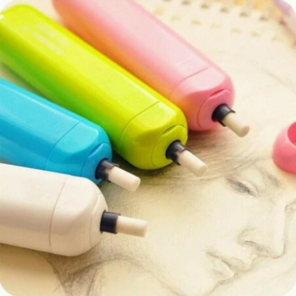 2019 Electric Eraser With Refill Cute Electronic Pencil Rubber For Kids Painting Drawing Stationery Office School Supplies 50pcs