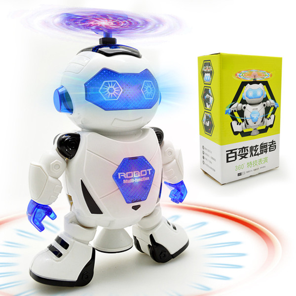 Dancing Robot 360 Rotating Space Musical Walk LED Light Electronic Toy Smart Toys for Kid Robot toys 36pcs/lot