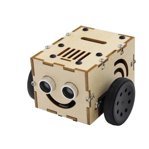 Smart car kits for arduino Wooden assembled include Infrared remote control and linefinder and HC-SR4 Ultrasonic obstacle avoidance