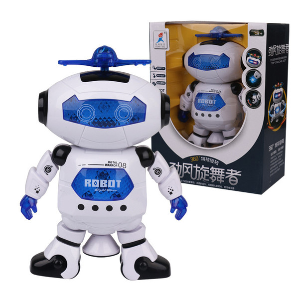 Dancing Electric Robots 360 Rotating Space Musical Intelligent Children's Toys Walk Lighten Electronic Toy With Light Christmas Gift For Kid