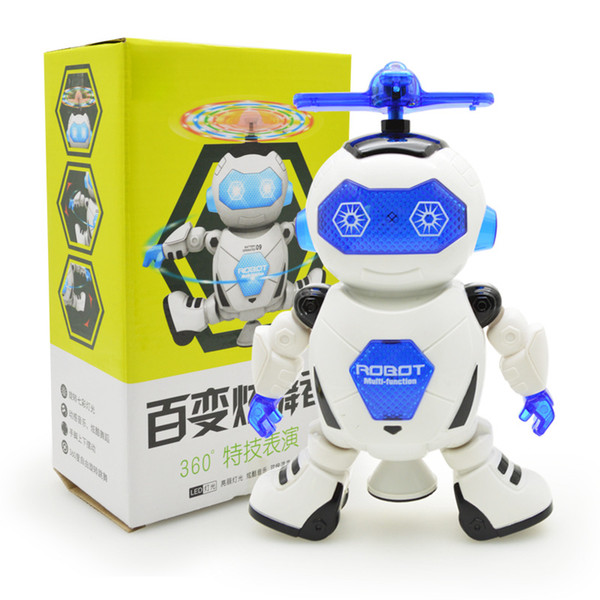 Dancing Robot 360 Rotating Space Musical Walk LED Light Electronic Toy Smart Toys for Kid Robot toys 3pcs/lot