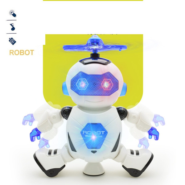 Dancing Robot 360 Rotating Space Musical Walk LED Light Electronic Toy Smart Toys for Kid Robot toys 10pcs/lot