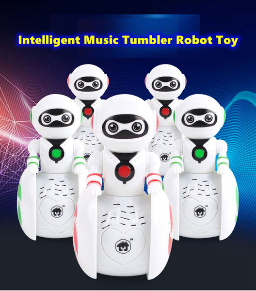 Smart Music tumbler Robot Cartoon kids toys Multi-function Light Sensor Tumbler Robot Baby Intelligent Toy anti-fall touch sensor free shipp