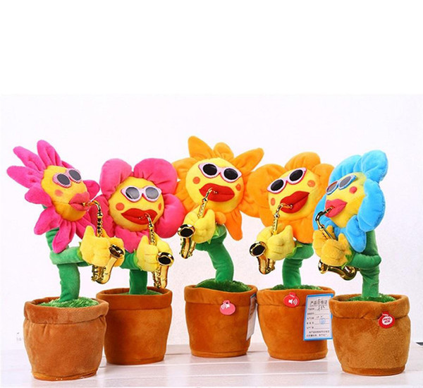 electric sunflowers toy singing and dancing toys Saxophone enchanting flower with bluetooth play and build-in 16 songs USB charging freeship